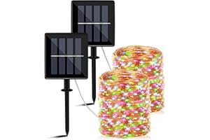 VANDABAO Catena Luminosa Esterno Solare,50m 460 LED Luci Solari Esterno (Grande pannello solare)8 Modalità Impermeabili lucine da Esterni Energia Solare Decorative per Giardino Natale Pati Natalizie Festa