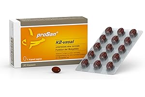 ‎PROSAN proSan K2-vasal (30 capsules) supports normal functioning of blood vessels (arteries) with vitamin C + 180 μg vitamin K2 + olive oil polyphenols and other vital substances, only 1 small capsule daily