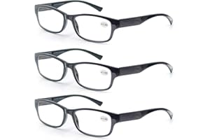 MODFANS Un Pack de 3 Gafas de Lectura/Gafas para Presbicia Hombre Mujer,Buena Vision Ligeras Comodas,Vista de Cerca/Vista Cansada,Colores Negro-Gris-Azul