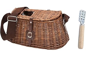 BLNTACKLE76 Fliergenfischer - Cesta de mimbre para pescado, con correas, mimbre y escamas de pescado