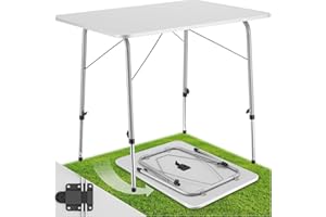 TecTake® Tavolo da Campeggio Pieghevole, Tavolo Salvaspazio, Tavolo da Giardino Regolabile in Altezza, Tavolino Portatile, Resistente alle Intemperie, 80 x 60 x 68 cm - Grigio