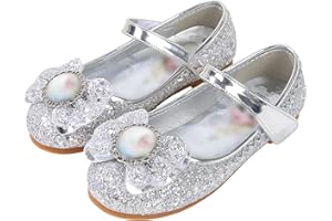 Eleasica Mädchen Eiskönigin Schuhe für Kinder Prinzessin ELSA Sandalen Weihnachten Karneval Schuhe Flach Klettverschluss Glitzer Kristall Ballerinas Geburtstagsgeschenk Verkleidung