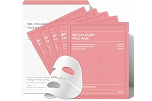 HONEXCESNG Maschera Collagene Viso, Bio-Collagene Face Mask in Idrogel, Idratazione Intensa, Pelle Compatta, Luminosità Istantanea, Maschere Collagen Viso per Ogni Pelle, 5 Pezzi.