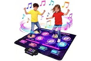 EULEUY Dance Mat Toys for 2 Kids with LED Lights,4 Modes,8 Keys,Adjustable Volume and Speed,Single/Double Mode,Light Up Musical Dancing Game Pad,Christmas Birthday Gifts For Girls Boys Age 3+,102x100cm