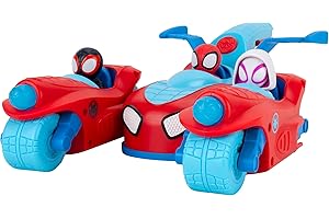 JAZWARES Spidey and His Amazing Friends Marvel Spidey Team Split Racer – Véhicule 3 en 1 de 21,6 cm avec fléchettes, Effets sonores et Phrases