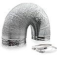Aygrochy 100 mm Aluminium Ventilation Ducting, 5 Metres Aluminium Air Duct Flexible Hose for Extractor Hood, Pipe Fan