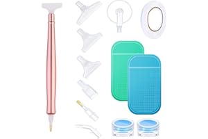 GFAMOUS Punta Trapano Strumenti Di Pittura Diamantata Penna,Set da 13 Pezzi,Diamond Painting Tool,Con 1 Penna per pittura diamanti,2 Colla per Pittura Diamante, 6 Adattatori per Penna,per DIY Decorazioni