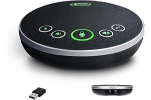 Conference Speaker and Microphone– TONGVEO Bluetooth Wireless USB C Speakerphone AI Noise Reduction, for Meeting Room Video Skype Call Home Office, 360º Loud and Clear Voice Pickup