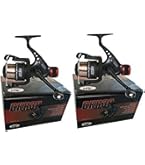 Lot De 2 Moulinets De Pêche Atlantic 7000 FD – 3,9:1, Ligne Orange 6,8 Kg Préchargée, Graphite, 720 G, Pour Plage/jetée/mer