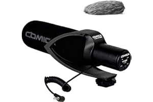 ‎COMICA comica CVM-V30 Pro Kamera Richtmikrofon Shotgun Video Supernierenmikrofon für Canon Nikon Sony Panasonic DSLR Kamera mit 3,5 mm Klinke (schwarz)