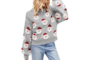 Aoouekul Weihnachtspullover Damen Strickpullover Rundhals Pulli Sweater Strick Pullover Winter Strickpulli Weihnachten Damen Langarmshirt
