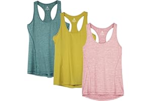 icyzone Camiseta de Tirantes Fitness Deportiva Mujer, Pack de 3