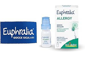 Euphralia Allergy - Gocce Oculari, Allergia, Congiuntivite Allergica, Fastidio Oculare, con Acido laluronico e Vitamina B12 - Flacone da 10 ml + Panno occhiali