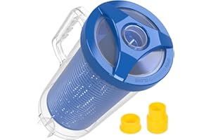 POOLAZA Bac à feuilles de piscine pour aspirateur de piscine, collecteur de feuilles pour aspirateur de piscine avec grand panier en maille en plastique et sac, raccord de filtre pour piscine en ligne