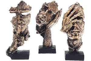 Marimor skulpturen 3 Stück Statuen deko Moderne und Dekoration Skulpturen deko modern dekoartikel für Büro Wohnzimmer Schlafzimmer Regal Statue Geschenk (Gold)