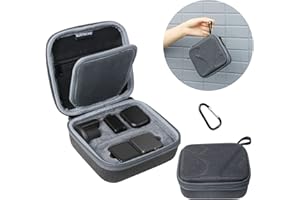 iEago RC Action 2 Custodia da Trasporto Impermeabile Custodia Rigida Antiurto Borsa di Stoccaggio Protettiva con Moschettone per DJI Action 2 Dual-Screen/Power Combo Fotocamera, Grigio