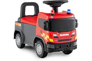 DREAMADE Porteur Enfant, Voiture pour Enfants avec Volant, Lumières, Sirène Clignotante, Klaxon et Musique, Trotteur Enfant avec Rangement sous Le Siège (Rouge)