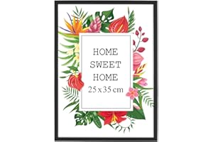 MG Design Cadre photo en bois 25 x 35 cm noir avec verre acrylique - idéal pour suspendre ou poser, parfait pour mettre en valeur vos photos, affiches ou puzzles dans votre intérieur avec élégance