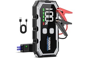 YUSMAN Starthilfe Powerbank, 3000A Auto Starthilfe für pkw (7L Benzin oder 5L Diesel),Jump Starter Auto mit LCD großem Display und Mit intelligentem Schutzclip, Unterstützt 3 LED-Licht modi