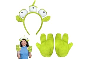 BJPERFMS Déguisement Alien, Serre Tete et Gants Vert Alien, Costume Alien, Ensemble de Cosplay Alien, Accessoires pour Adulte, pour Carnaval Cosplay Fête Anniversaire