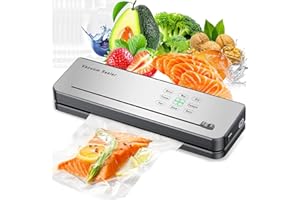 Machine Sous Vide Alimentaire ESoundvol 8 en 1 Avec Contrôle de la Température, Coupe-Aliments Intégré et Affichage LED Visible Pour la Conservation des Aliments Secs et Humides Avec 10 Sacs Sous Vide