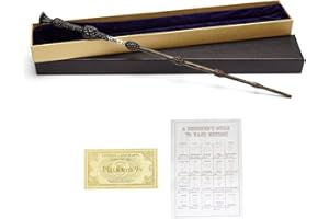 ZHIXUN Dumbledore Baguette magique de luxe, avec boîte cadeau exquise, baguette magique Dumbledore en résine avec noyau en acier, pour magiciens, sorcières, magiciens, cadeaux pour enfants (40,5 cm,