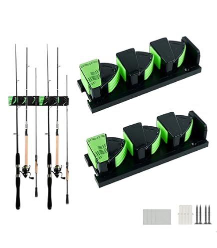 Soporte Esquí Trekking Hockey Soporte Para Cañas De Pescar QWORK - Juego De 2, Hasta 6 Cañas, Montaje En Pared O Techo, Material Acrílico Cañeros Barco