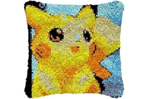 ROCKY&CHAO Kit de Alfombras con Gancho de Pestillo 3D Latch Hook Manualidades Kits DIY Kit de Punto de Cruz Fabricación para Adultos Niños Decoración del Hogar 43x43cm(Pequeño Zorro con Orejas Largas)