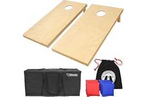 GoSports Massivholz Premium Cornhole Set - Wählen Sie zwischen 1,2 m x 0,6 m oder 0,9 m x 0,6 m Spielbrettern, inklusive 8 Stück Maisloch-Wurfbeutel