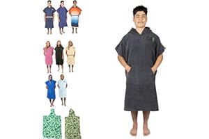 COR Surf Toalla Albornoz de Playa para Cambiar de Ropa, Microfibra Secado Rápido, con Capucha (Gris)