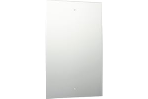 W WATERSTONE MIRRORS & FRAMES Waterstone Mirrors & Frames LTD 45 x 30cm Rectangle Bathroom Mirror Glass with Pre Drilled Holes & Chrome Cap Wall Hanging Fixing Kit Hardware
