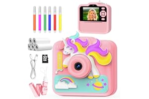 CTALYN Aparat dla dzieci, aparat natychmiastowy, dla dzieci, aparat cyfrowy dla chłopców i dziewczynek w wieku 3-12 lat, papier do drukowania i kolorowe pisaki, 1080p, karta 32 G