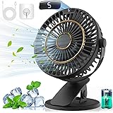 Multper Ventilatore da Tavolo Ricaricabile, Mini Ventilatore USB con LCD, 5 Velocità 720° Rotante Silenziosa Ventilatore Clip