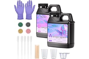 HeyClear Epoxidharz Set 946ml/32oz, Resin und Härter 1:1 nach Volumen Transparent Harz Gießen set für Untersetzer, Formgießen, Tischplatten, Schmuckherstellung und DIY-Kunsthandwerk
