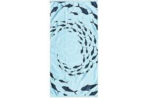 ‎DECOKING DecoKing Strandtuch groß 90x180 cm Strandlaken 100% Baumwolle Frottee Velours Badetuch Pflegeleicht weich und saugfähig Schnelltrocknendes Strand Handtuch blau dunkelblau Shoal