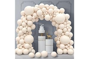 LUOBITO Palloncini Bianchi Sabbia, 130 Pezzi Kit Arco Palloncini Bianco Crema, 18 12 10 5 Pollici Ghirlanda Palloncini Compleanno Matrimonio Battesimo Bambino Laurea Festa Decorazioni