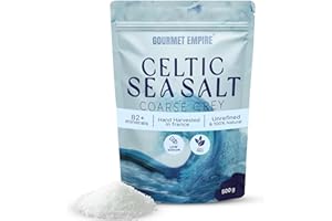 GOURMET EMPIRE Organic Celtic Sea Salt - 500g Pure Unrefined, Hand-Harvested in France - 82 Minerals, Crystal, Ziplock Foil Packaging - Non-GMO, No Additives