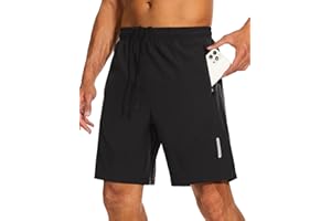 SIHOHAN Men's Gym Shorts 7 Inch Sports Shorts Quick Dry Running Shorts Athletic Lightweight Workout Shorts with Zipper Pockets