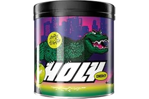 HOLY Energy Gaming Booster 'Apple Alligator' avec goût de pomme acidulé en poudre| 50 portions avec NewCaff & extrait de thé vert | Focus Drink | Vegan avec arômes de fruits 100% naturels