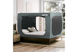 BORNA Bed Tent Twin Bed Canopy for Indoor Portable Light Reducing Sleeping Canopy for Kids and Adult,Bunk Blackout Tents Breathable Privacy Space Tent Mosquito Netting for Bed(Pale Gray)