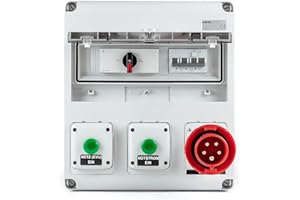 grenda-hammer® | Umschaltstation 63A mit Lastumschalter Inselbetrieb/Notstromeinspeisung Hausnetz (Einspeisung Drehstrom 3x16A mit Phasenüberwachung)