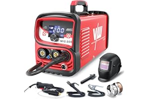 VECTOR WELDING MIG MAG Schweißgerät 200A Set, Elektrodenschweissgerät, Fülldraht Schweißgeräte mit Digitales Display, Leistungsstark für vielseitiges MIG, MAG und MMA Schweißen