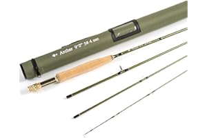 AnglerDream Archer Fliegenrute 4 Abschnitte 3/4/5/8WT mit Cordura Tube Graphit IM 10/36T Kohlefaser dunkelgrün Fliegenrute