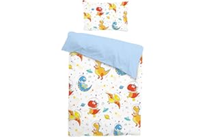 INTOMENG Kids Dinosaur Print Duvet Cover Set 135×200cm with 50×75cm Pillowcase Cartoon Animal Pattern Bedding Set for Boys 3D Dinosaur Microfibre Bedding Sets
