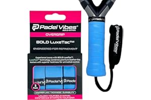 Padel Vibes® BOLD LuxeTac™ Overgrip | Ultra Tacky, Sweat-Absorbing, Luxurious Leather-Like Feel | Durable Overgrip Tape for Padel, Tennis, Squash, Badminton, and Pickleball Rackets