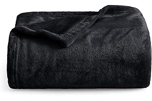 Oxford Homeware Fleece Blanket Sofa Throw Cuddly Reversible Soft Throws for Bed, Couch, Settee, Travel Lightweight and Breathable Blanket fit All Season (Black, Throw/Single)