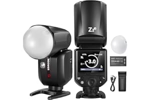 NEEWER Z2-N Flash Speedlite TTL Tête Ronde 2,4G Compatible avec Nikon, HSS 76W 1/8000s avec Diffuseur, 2 Lampes Pilotes, Nouvelle Interface Utilisateur, Sélecteur TCM TTL/M, 600 Flashs