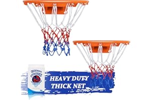 ‎EMEKIAN EMEKIAN Sport-Basketballnetz, Schwerlast Strapazierfähiges Polyester-Ersatz-Basketballnetz für Allwetter drinnen/draußen, 12 Schlaufen für professionelle Standardgröße, Kugel Nadel 1 Stück