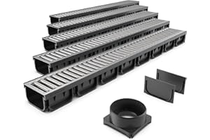 STANDARTPARK VODALAND - Canaleta de Desagüe Easy 2 con Rejilla de Acero - Kit de 5 Metros para Drenaje de Jardín y Aguas Pluviales|Canaletas Galvanizadas de Alta Resistencia para Recoger Agua | Ideal para Terraza