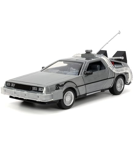 Jada DeLorean Brushed Metal Time Machine With Lights (Flying